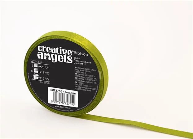 Szatén szalag, 12 mm x 32 m, zöld