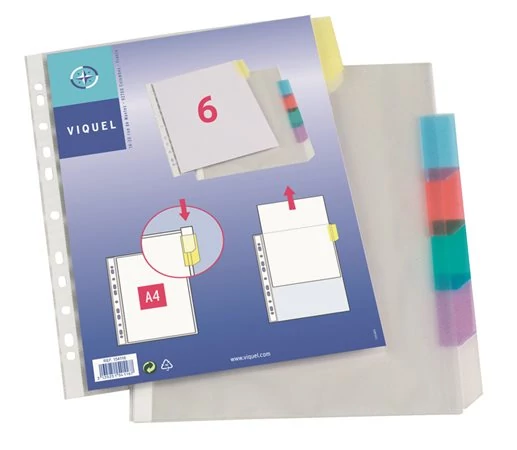Genotherm, lefűzhető, jelölőfüles, A4, 90 mikron, víztiszta, 6 részes, VIQUEL, 6 db/csomag