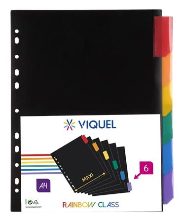 Regiszter, műanyag, A4 Maxi, 6 részes, VIQUEL 
