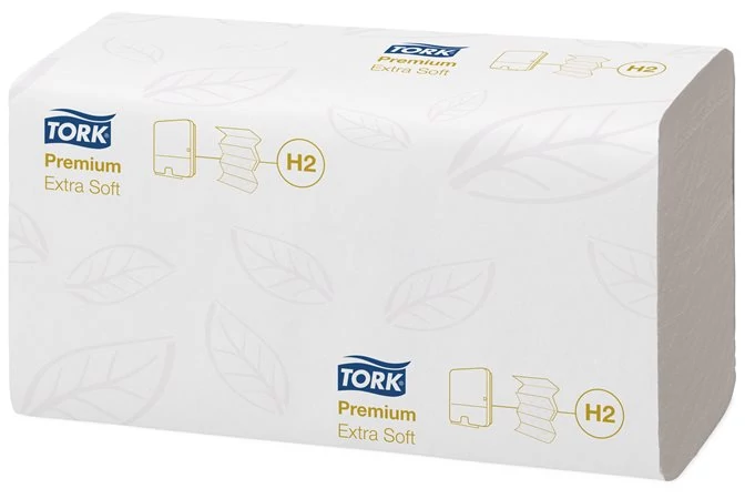 Kéztörlő, Interfold hajtás, H2 rendszer, 2 rétegű, 100 lap, Premium, TORK 