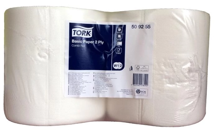 Törlőpapír, tekercses, 25 cm átmérő, 2 rétegű, W2 rendszer, TORK 