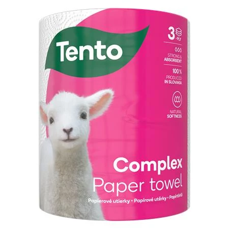 Háztartási papírtörlő, tekercses, 3 rétegű, 220 lap, TENTO 