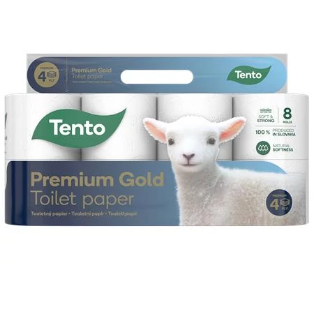 Toalettpapír, 4 rétegű, kistekercses, 8 tekercs, TENTO 