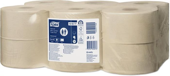Toalettpapír, T2 rendszer, 2 rétegű, 19 cm átmérő, Advanced, TORK 