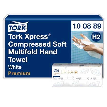 Kéztörlő, tömörített, Interfold, 2 réteg, 225 lap, H2 rendszer, Premium, TORK 