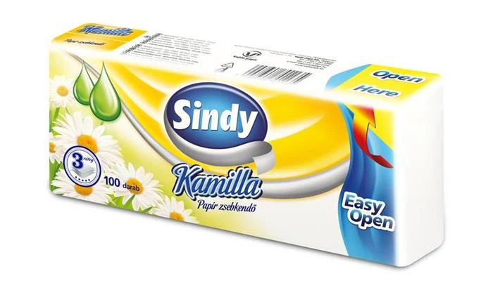 Papír zsebkendő, 3 rétegű, 100 db, 