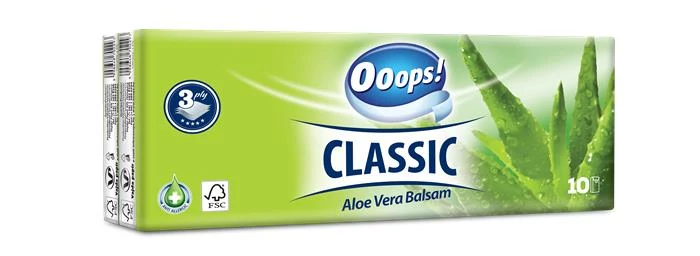 Papír zsebkendő, 3 rétegű, 10x10 db, OOOPS 