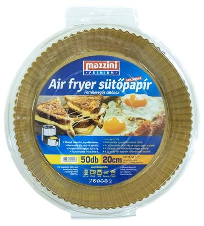 Sütőpapír, szilikonos, Air Fryer készülékhez, kerek, 20 cm, 50 db, MAZZINI 