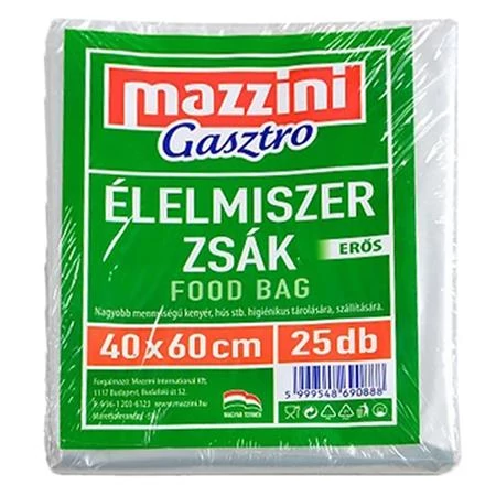 Élelmiszerzsák, erős, 25 db, 40 x 60 cm, MAZZINI 