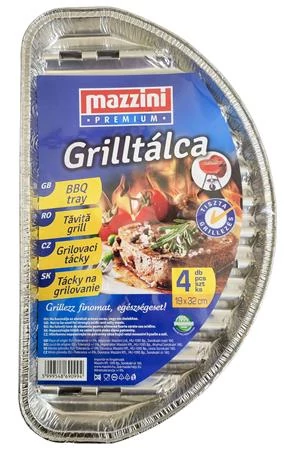 Grilltálca, 19x32 cm, félkör alakú, 4 db, MAZZINI 