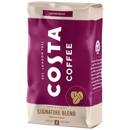 Kávé, közepes pörkölésű, szemes, 1000 g, COSTA 
