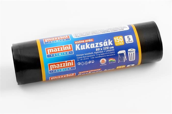 Nagykukazsák, extra erős, 150 l, 5 db, 80x120 cm, 40 µ, MAZZINI 