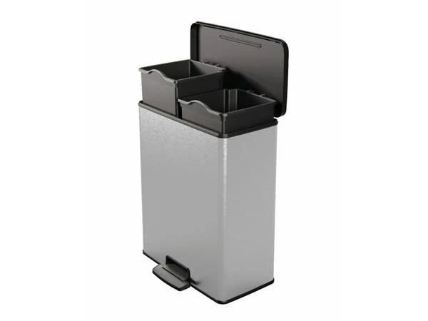 Pedálos szemetes, újrahasznosított műanyag, kivehető vödörrel, 2x26 l, CURVER 
