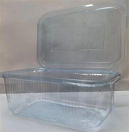 Ételtároló doboz, egybefedeles, újrahasznosított műanyag, szögletes, 1000 ml, 100 db, 