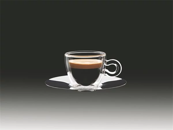 Espresszos csésze rozsdamentes aljjal, duplafalú, 6,5cl, 2db-os szett, 