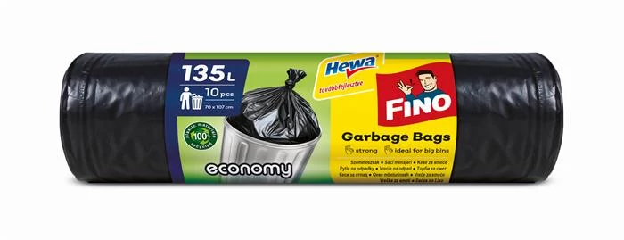 Szemeteszsák, 135 l, 10 db, 70x107 cm, 24 µ, FINO 