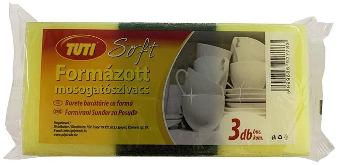 Mosogatószivacs, formázott, 3 db, TUTI 