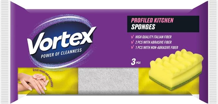 Mosogatószivacs, 2+1 db, VORTEX