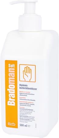 Kézfertőtlenítő szer, higiénés, pumpás, 500 ml, BRADOMAN 