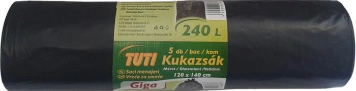 Nagykukazsák, 240 l, 5 db, 120x140 cm, 40 µ, TUTI 