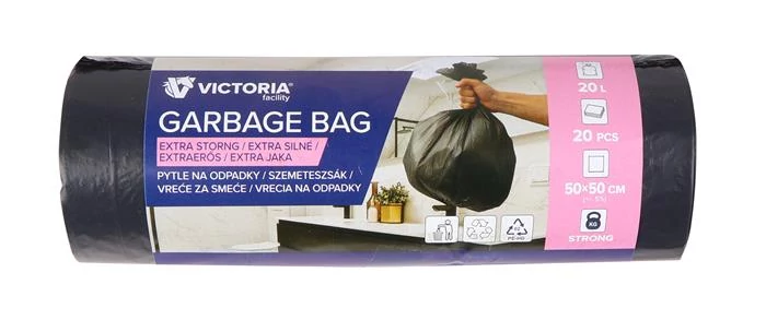 Szemeteszsák, extra erős, 20 l, 20 db, 50x50 cm, VICTORIA FACILITY