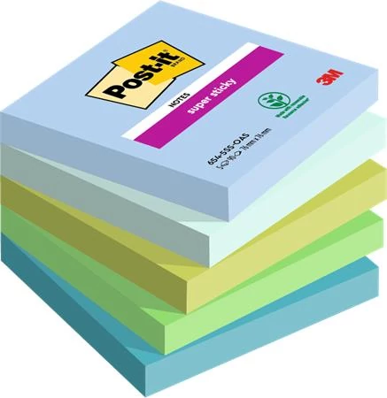 Öntapadó jegyzettömb, 76x76 mm, 5x90 lap, 3M POSTIT 