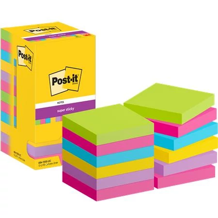 Öntapadó jegyzettömb, 76x76 mm, 12x90 lap, 3M POSTIT 