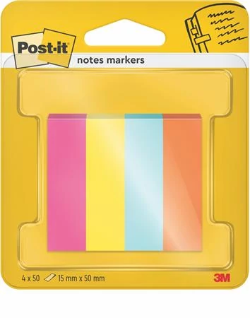 Jelölőcímke, papír, 4x50 lap, 15x50 mm, 3M POSTIT 