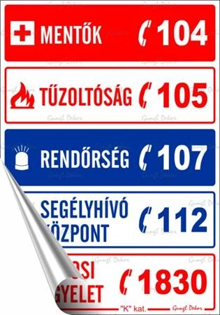 Információs matrica, 11,6x16,6 cm, 