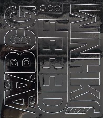 Öntapadós matrica, 5 cm-es, betűlap, ABC első fele, fekete