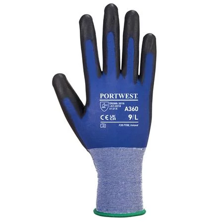 Védőkesztyű, nylon, PU tenyéren mártott, S méret 