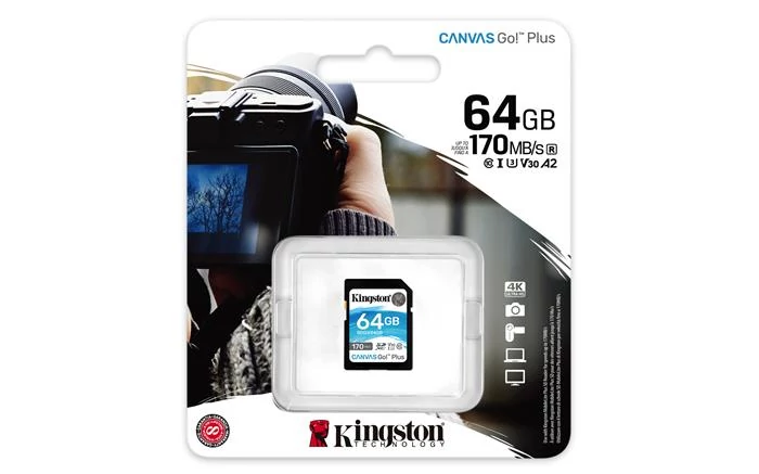 Memóriakártya, SDXC, 64GB, C10/UHS-I/U3/V30, KINGSTON 