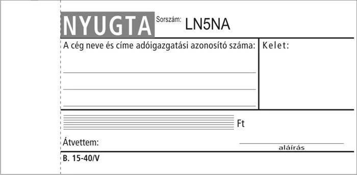 Nyomtatvány, nyugta egysoros, 50x2, VICTORIA PAPER 