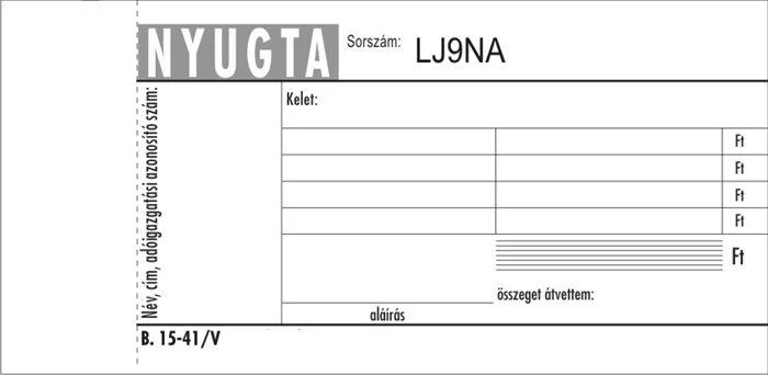 Nyomtatvány, nyugta 4 soros, 50x2, VICTORIA PAPER 