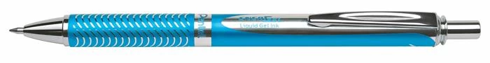 Zseléstoll, 0,35 mm, nyomógombos, égszínkék tolltest, PENTEL 