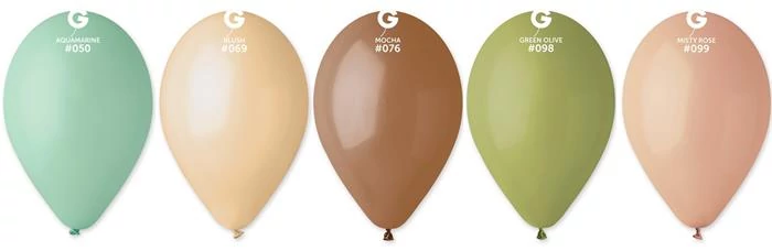 Léggömb, 26 cm, vegyes natúr pasztel színekben, 10 db/csomag