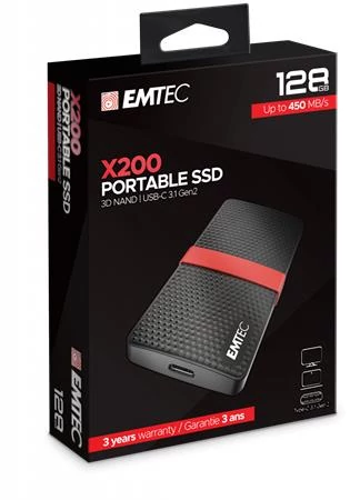 SSD (külső memória), 128GB, USB 3.2, 420/450 MB/s, EMTEC 