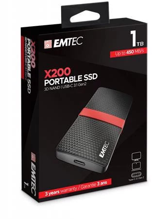 SSD (külső memória), 1TB, USB 3.2, 420/450 MB/s, EMTEC 