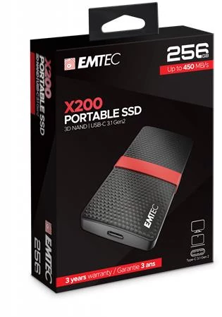 SSD (külső memória), 256GB, USB 3.2, 420/450 MB/s, EMTEC 