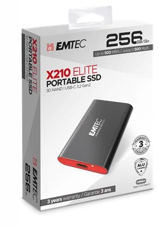 SSD (külső memória), 256GB, USB 3.2, 500/500 MB/s, EMTEC 