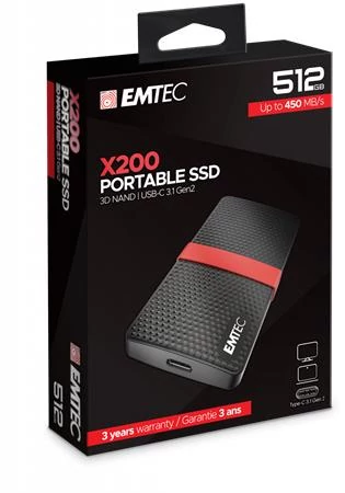 SSD (külső memória), 512GB, USB 3.2, 420/450 MB/s, EMTEC 