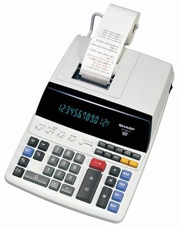 Számológép, szalagos, 12 számjegy, 2 színű nyomtató, SHARP 