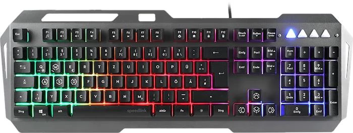 Billentyűzet, vezetékes, gaming, fém, USB, HUN, SPEEDLINK 