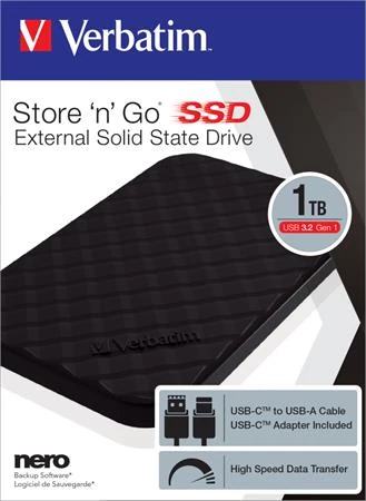 SSD (külső memória), 1TB, USB 3.2, VERBATIM 