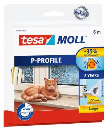 Ajtó- és ablaktömítő szalag, 9 mm x 6 m, TESA 