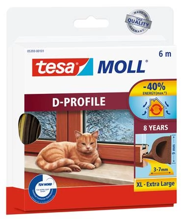 Ajtó- és ablaktömítő szalag, 9 mm x 6 m, TESA 