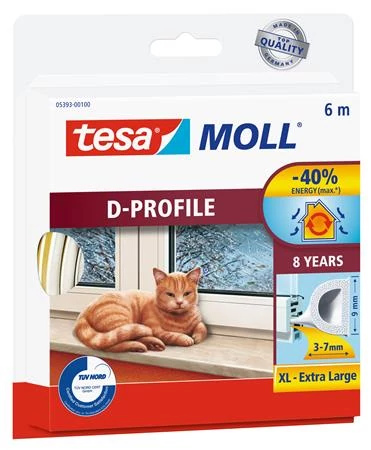 Ajtó- és ablaktömítő szalag, 9 mm x 6 m, TESA 