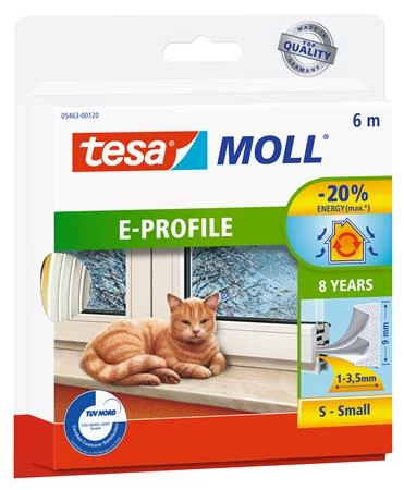 Ajtó- és ablaktömítő szalag, 9 mm x 6 m, TESA 