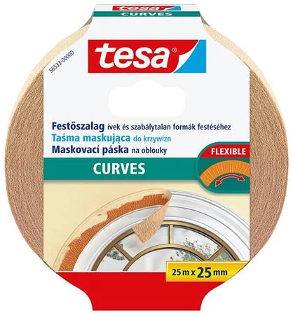 Festő- és mázolószalag, ívekhez, 25 mm x 25 m, TESA 