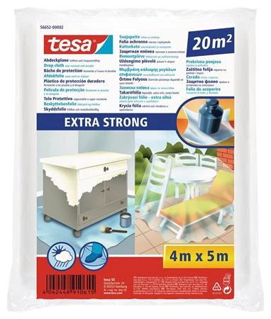 Takarófólia, lépésálló, extra erős, 5 m x 4 m, TESA 